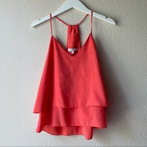 Lovers + Friends Orange Ruffle Racerback Tank sz S